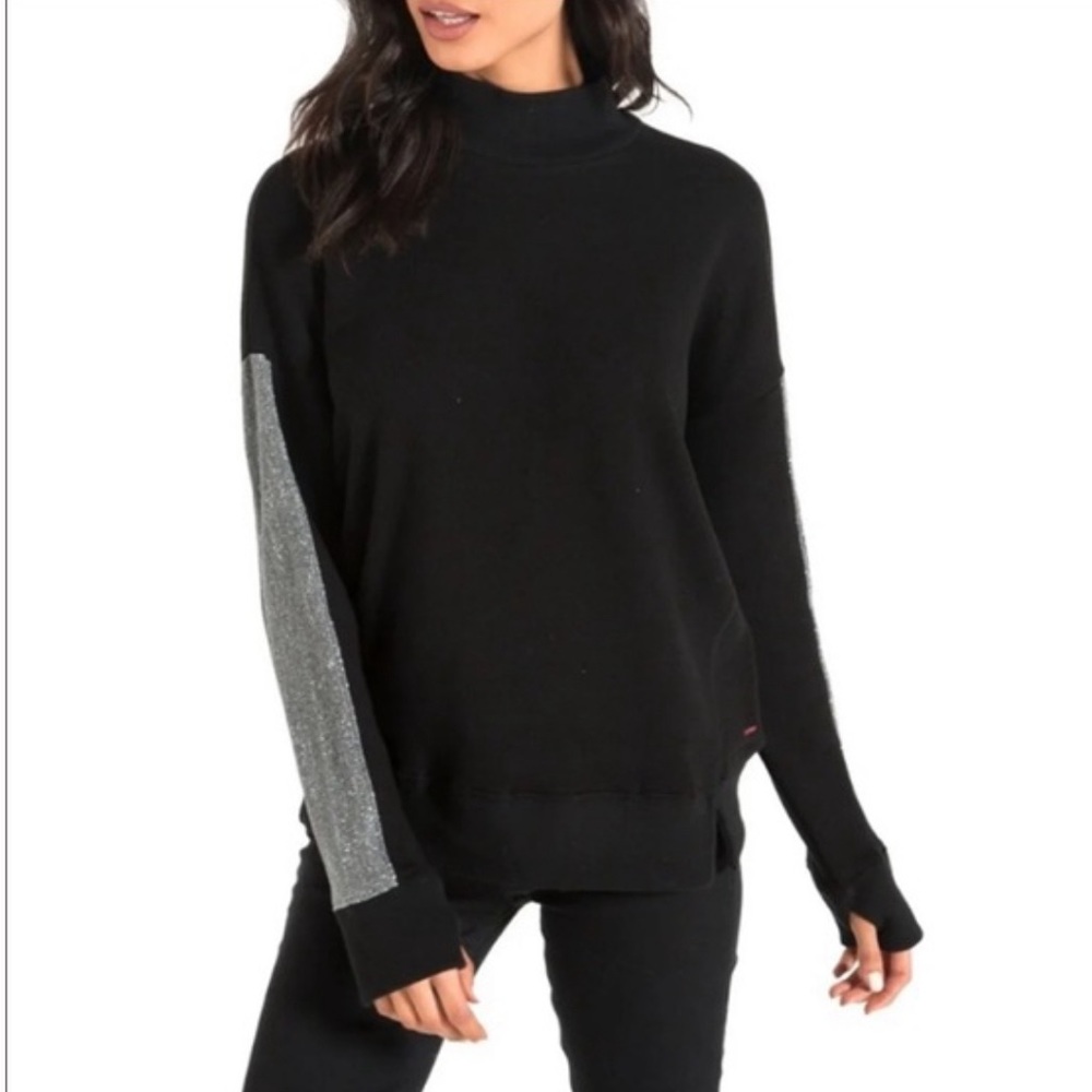 🌸NWOT n:Philanthropy Times Sparkle Sleeve Mock Neck Sweater. Black. Size: M